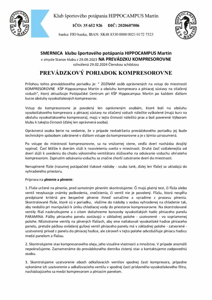 thumbnail of PREVÁDZKOVÝ PORIADOK KOMPRESOROVNE