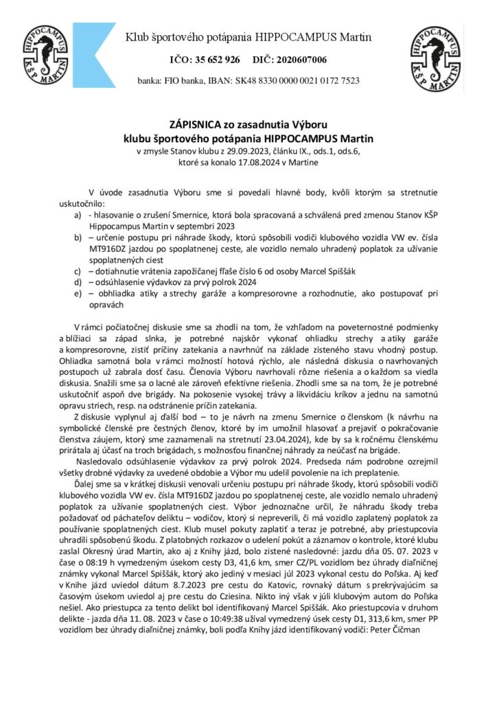 thumbnail of KSP HIPPOCAMPUS Martin zapisnica z VYBORu 17_08_2024
